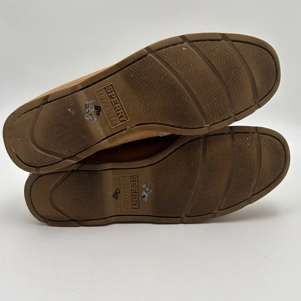 Sperry Boat Shoes Mens 9.5W Tan Leather 2-Eye Authentic Original Prep Nautical